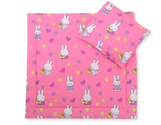Pościel dla niemowląt z wypełnieniem kołderka i poduszka - Hallo rabbit różowy