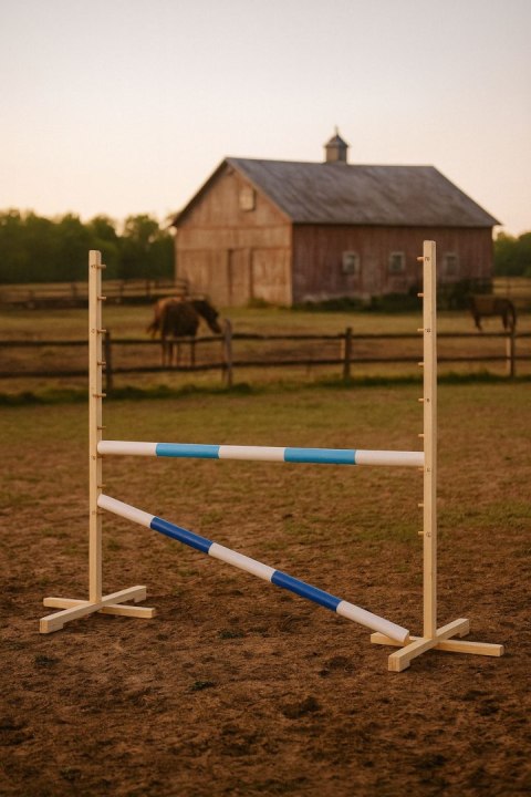 Przeszkoda Skokowa Do Hobby Horse 120Cm, Dwie Belki - Jasny Niebieski I Ciemny Niebieski