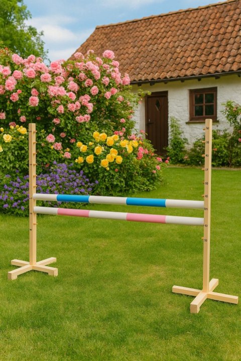 Przeszkoda Skokowa Do Hobby Horse 120Cm, Dwie Belki - Jasny Niebieski I Jasny Róż