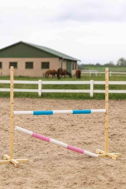 Przeszkoda Skokowa Do Hobby Horse 120Cm, Dwie Belki - Jasny Niebieski I Jasny Róż