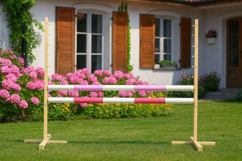 Przeszkoda Skokowa Do Hobby Horse 120Cm, Dwie Belki - Jasny Róż I Ciemny Róż