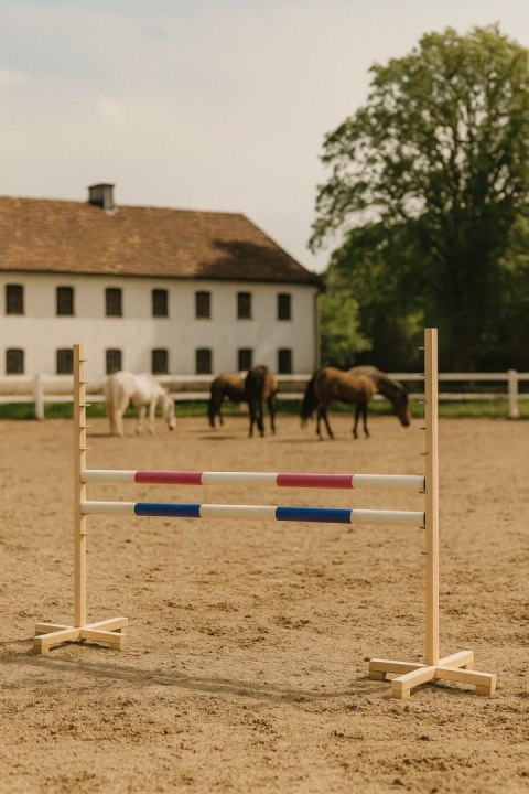 Przeszkoda skokowa do Hobby Horse 120cm, dwie belki - różowa i niebieska