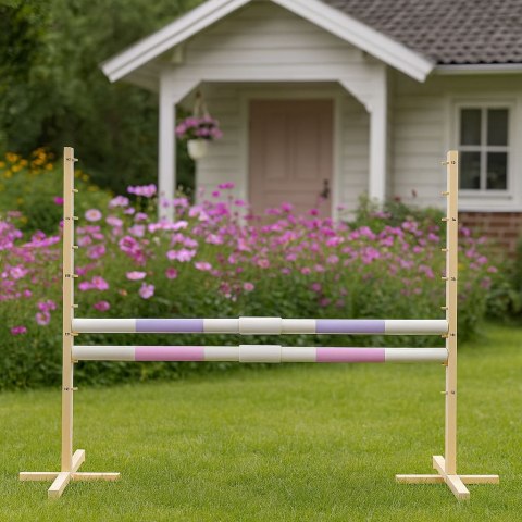 Przeszkoda Skokowa Do Hobby Horse 160Cm, H-120 Cm, Dwie Belki - Jasny Fiolet I Jasny Róż