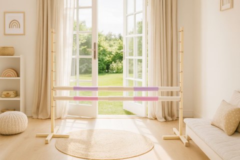 Przeszkoda Skokowa Do Hobby Horse 160Cm, H-120 Cm, Dwie Belki - Jasny Fiolet I Jasny Róż