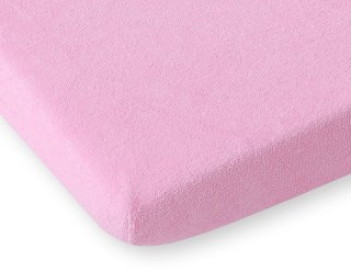 Prześcieradło frotte z gumką do łóżeczka 120x60cm - różowe