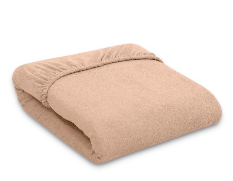 Prześcieradło frotte z gumką do łóżeczka 140x70cm - jasno brązowe