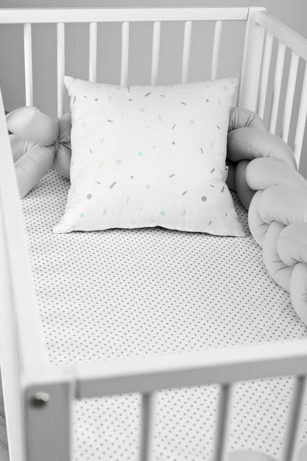 Prześcieradło Drukowane Kropki Szare 60X120 Cm