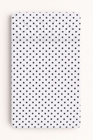 Prześcieradło bawełniane z gumką do łóżeczka 120x60 cm - grochy czarne