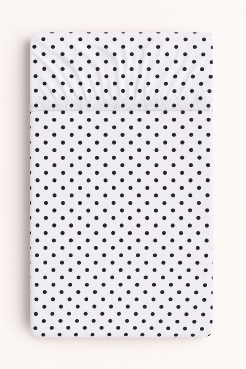 Prześcieradło bawełniane z gumką do łóżeczka 120x60 cm - grochy czarne