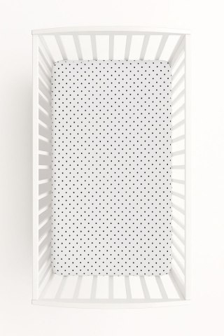Prześcieradło bawełniane z gumką do łóżeczka 120x60 cm - grochy czarne