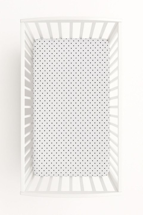 Prześcieradło bawełniane z gumką do łóżeczka 120x60 cm - grochy czarne