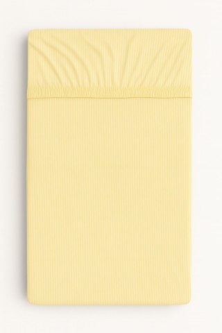 Prześcieradło bawełniane z gumką do łóżeczka 120x60 cm - paseczki żółte