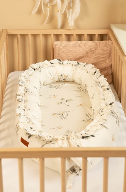 GNIAZDO/KOKON VELVET OLIWKA KREMOWY 80x45 + PODUSZKA