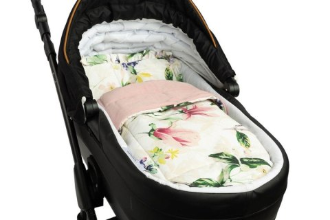 KOMPLET DO WÓZKA VELVET Z FALBANKĄ MAGNOLIA RÓŻOWY