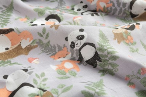 OTULACZ MUŚLINOWY PANDA I LIS 120X120 CM