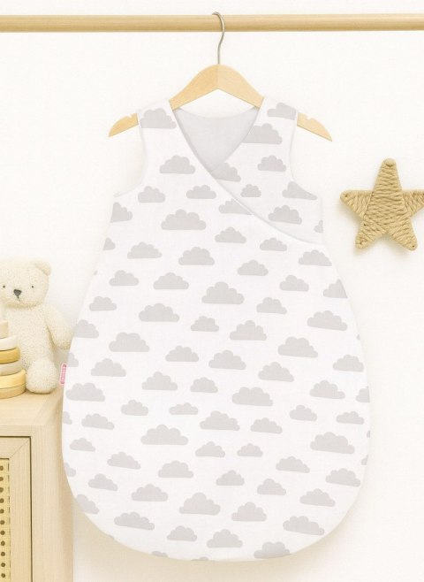 Śpiworek Niemowlęcy Całoroczny Ocieplany 75 Cm- Chmurki Szare/Szary