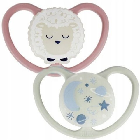 Smoczek Silikonowy Space Night 18-36 2Szt 526310, 739658