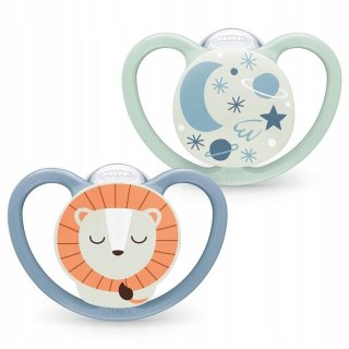 Smoczek Silikonowy Space Night 18-36 2Szt 526310, 739658