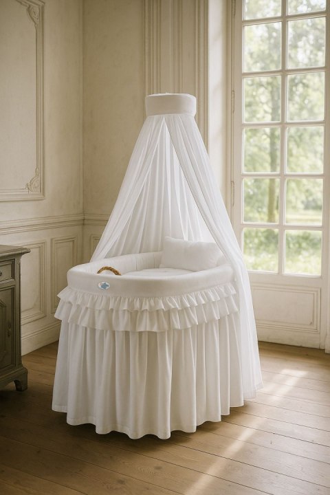 Kosz Mojżesza Wiklinowy Z Baldachimem- Little Prince Princess Biały