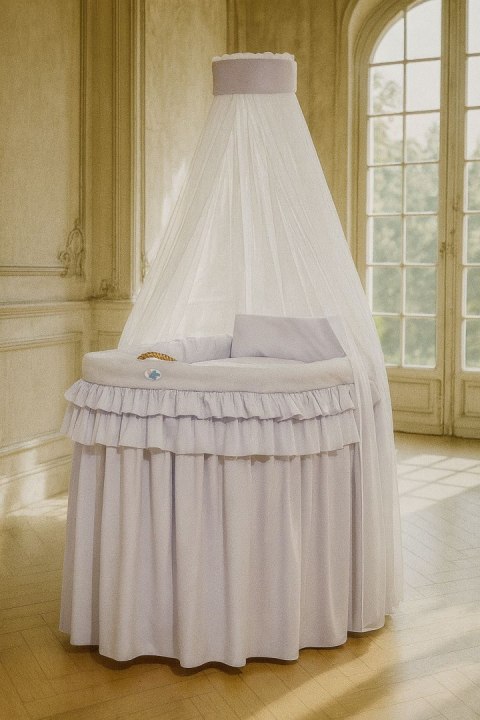 Kosz Mojżesza Wiklinowy Z Baldachimem- Little Prince Princess Szary