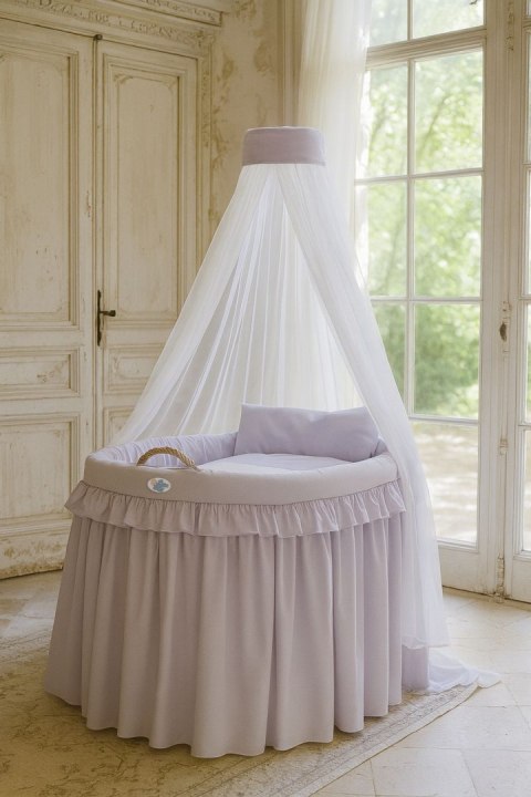 Kosz Mojżesza Wiklinowy Z Baldachimem- Little Prince Fioletowy