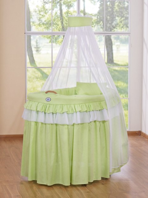 Kosz Mojżesza Wiklinowy Z Baldachimem- Little Princess Zielony