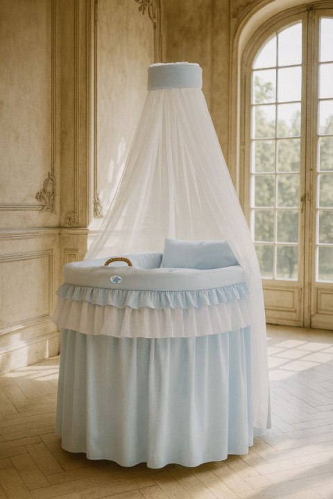 Obszycie 4-Cz Do Kosza Mojżesza Wiklinowego Ze Baldachimem Little Prince - Niebieskie