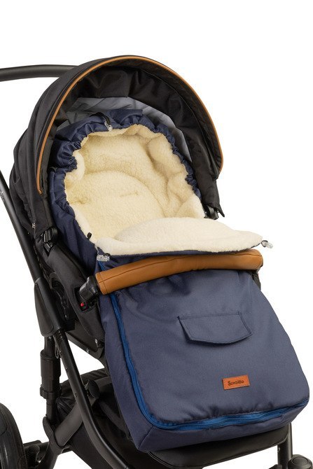 Śpiworek Wełna - Navy Do Wózka (95X40)