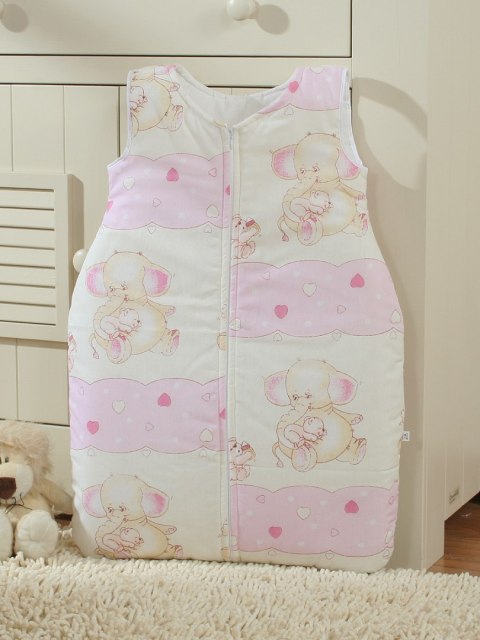 Śpiworek Dla Dzieci Bawełniany M 6-12 Mcy Tog 2.5 Całoroczny Różowe Słoniki