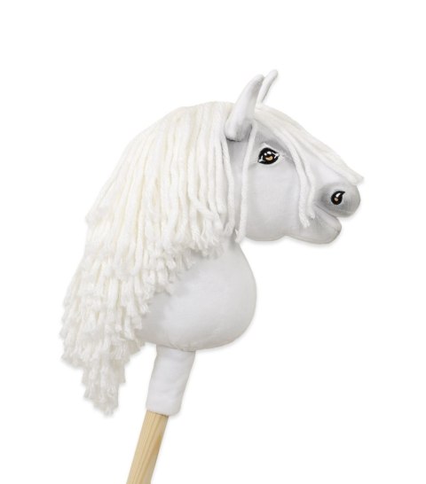 Hobby Horse Mały koń na kiju Premium biały z biała grzywą A5