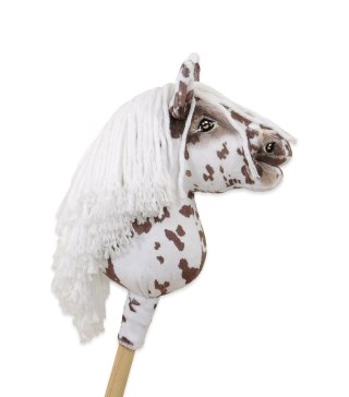 Hobby Horse Mały koń na kiju Premium tarantowaty biało-brązowy z białą grzywą A5