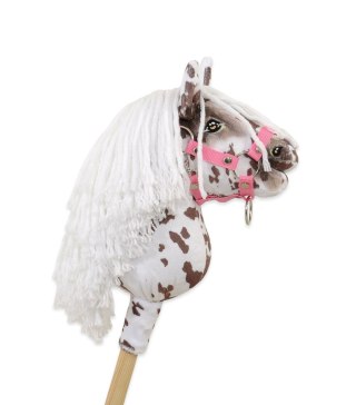 Hobby Horse Mały koń na kiju Premium tarantowaty biało-brązowy z białą grzywą A5