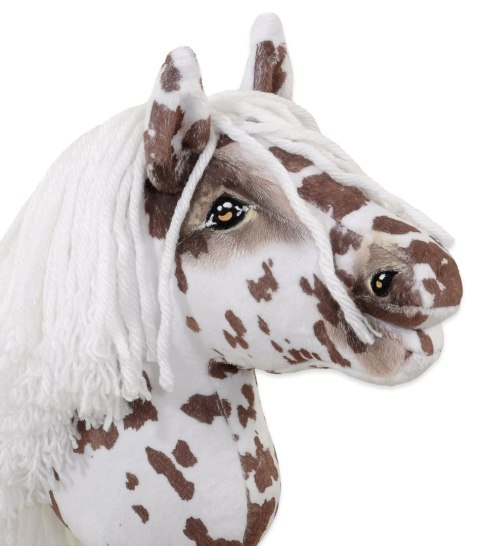 Hobby Horse Mały koń na kiju Premium tarantowaty biało-brązowy z białą grzywą A5