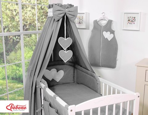 Pościel 5-Cz Z Baldachimem- Wiszące Serduszka Antracyt