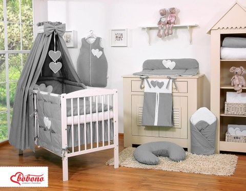 Pościel 5-Cz Z Baldachimem- Wiszące Serduszka Antracyt