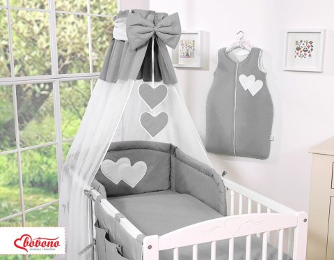 Pościel 5-Cz Z Baldachimem- Wiszące Serduszka Antracyt