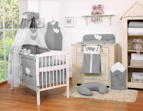 Pościel 5-Cz Z Baldachimem- Wiszące Serduszka Antracyt