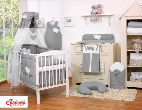 Pościel 5-Cz Z Baldachimem- Wiszące Serduszka Antracyt