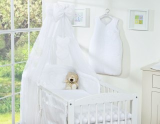 Pościel 5-Cz Z Baldachimem- Wiszące Serduszka Białe