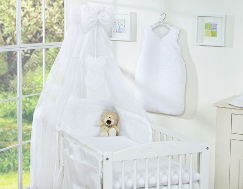 Pościel 5-Cz Z Baldachimem- Wiszące Serduszka Białe