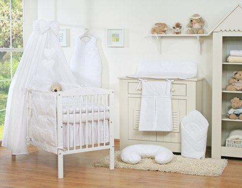 Pościel 5-Cz Z Baldachimem- Wiszące Serduszka Białe