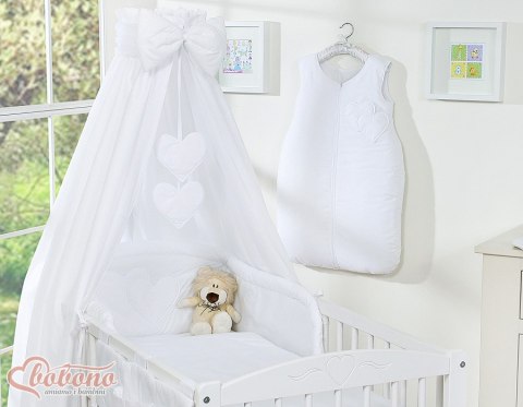 Pościel 5-Cz Z Baldachimem- Wiszące Serduszka Białe