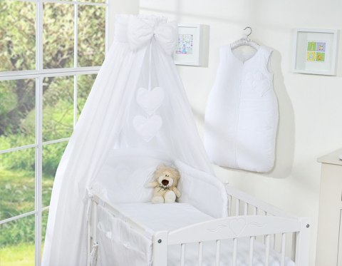 Pościel 5-Cz Z Baldachimem- Wiszące Serduszka Białe