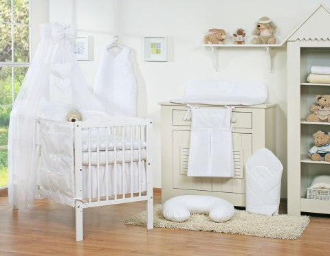 Pościel 5-Cz Z Baldachimem- Wiszące Serduszka Białe