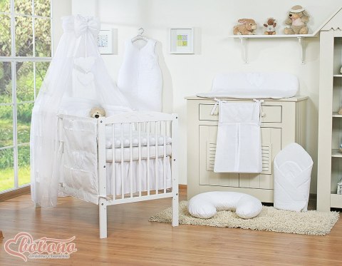 Pościel 5-Cz Z Baldachimem- Wiszące Serduszka Białe