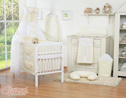 Pościel 5-Cz Z Baldachimem- Wiszące Serduszka Kremowa