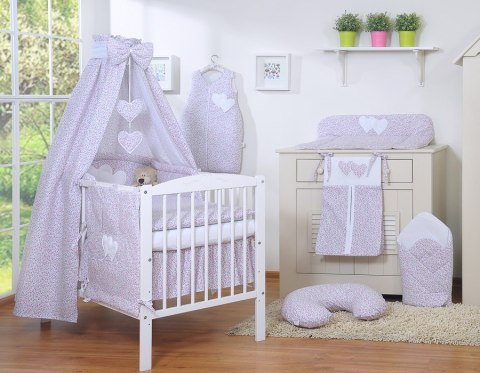 Pościel 5-Cz Z Baldachimem- Wiszące Serduszka Łączka Różowa