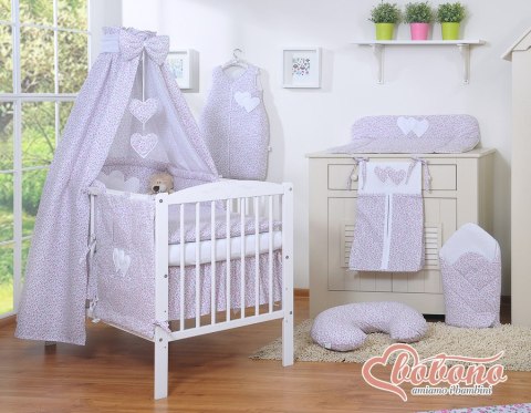 Pościel 5-Cz Z Baldachimem- Wiszące Serduszka Łączka Różowa