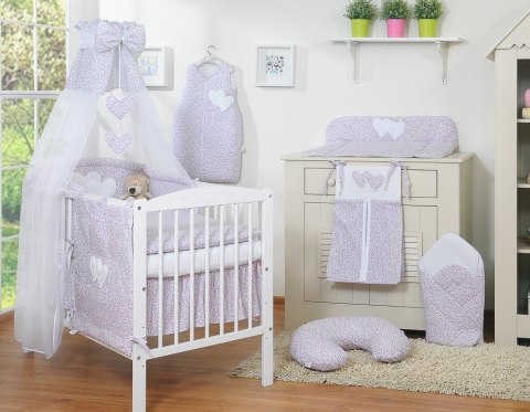 Pościel 5-Cz Z Baldachimem- Wiszące Serduszka Łączka Różowa