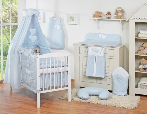 Pościel 5-Cz Z Baldachimem- Wiszące Serduszka Niebieska